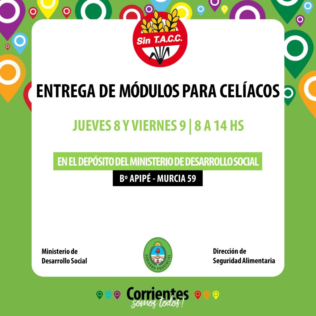 Se entregan Módulos Alimentarios para Celiacos desde este Jueves 8