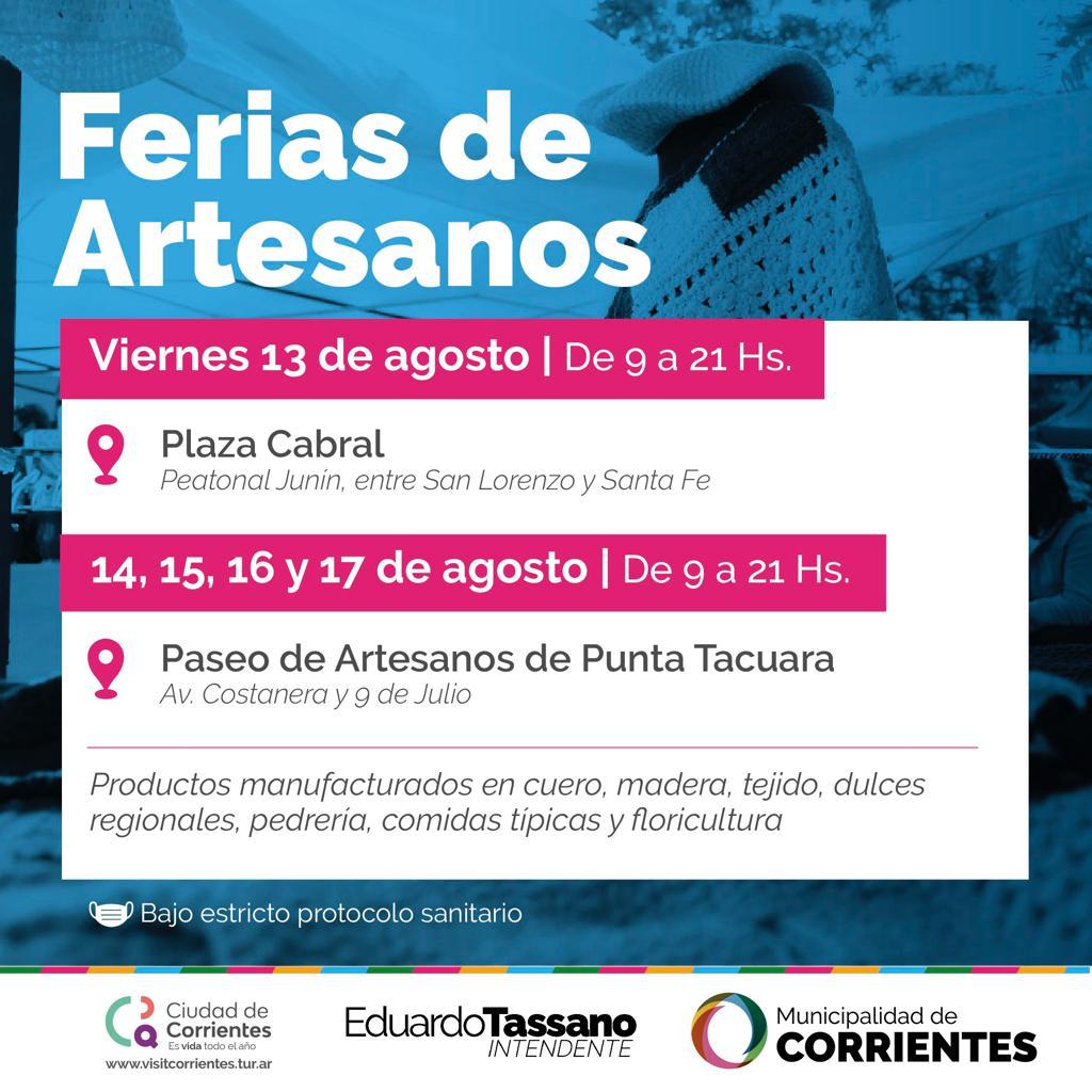Los artesanos ofrecerán sus productos durante todo el fin de semana en Plaza Cabral y en Punta Tacuara